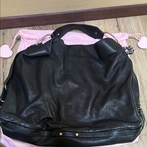 Elegant Black Leather juicy couture Tote Bag